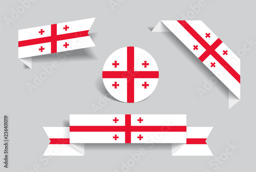 Georgian flag stickers and labels. Vector illustration.