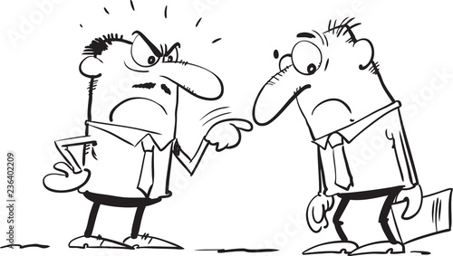 Boss or business leader feeling angry and blames his employee