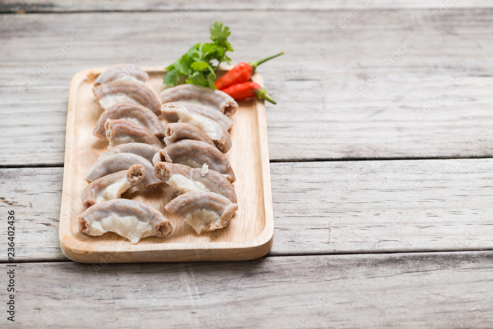 Part of pork small intestine or Chitterlings internal organs of pig Part of pork small intestine or Chitterlings internal organs of pig
