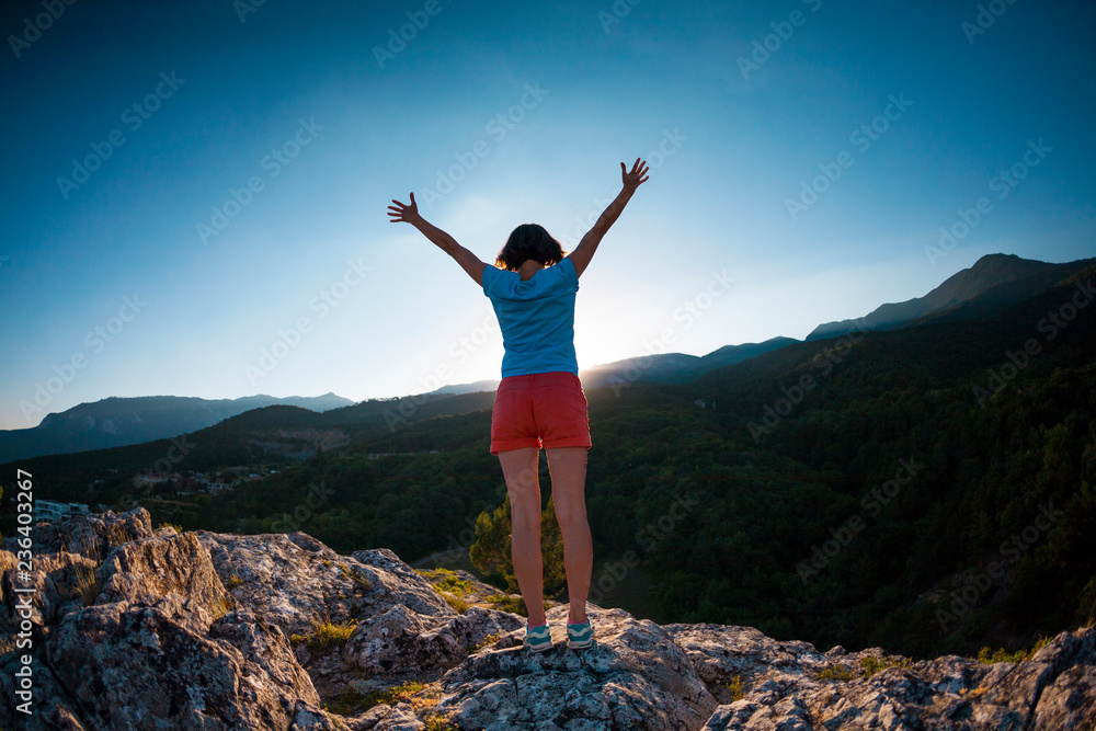 Girl at the top of the mountain. Girl at the top of the mountain.