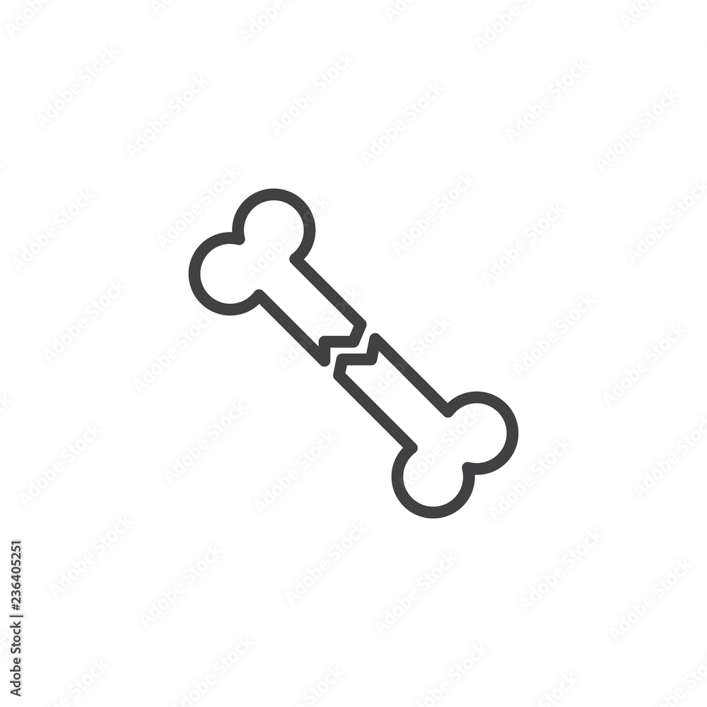 Broken Human Bone outline icon. linear style sign for mobile concept and web design. Broken bone structure simple line vector icon. Symbol, logo illustration. Pixel perfect vector graphics Broken Human Bone outline icon. linear style sign for mobile concept and web design. Broken bone structure simple line vector icon. Symbol, logo illustration. Pixel perfect vector graphics