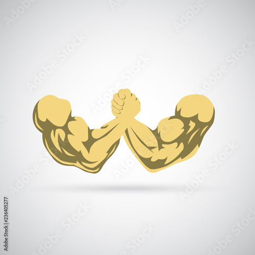 Arm wrestling. Powerful hands.