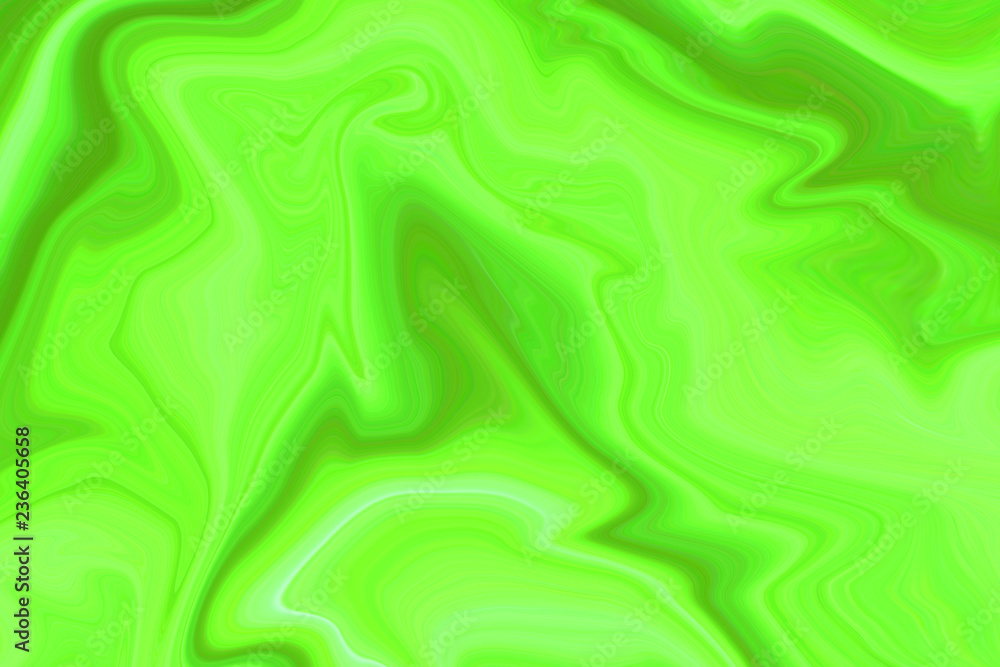 Green UFO neon background for packaging template or wallpaper. The texture of the marble fashion hue with stripes waves and divorces.