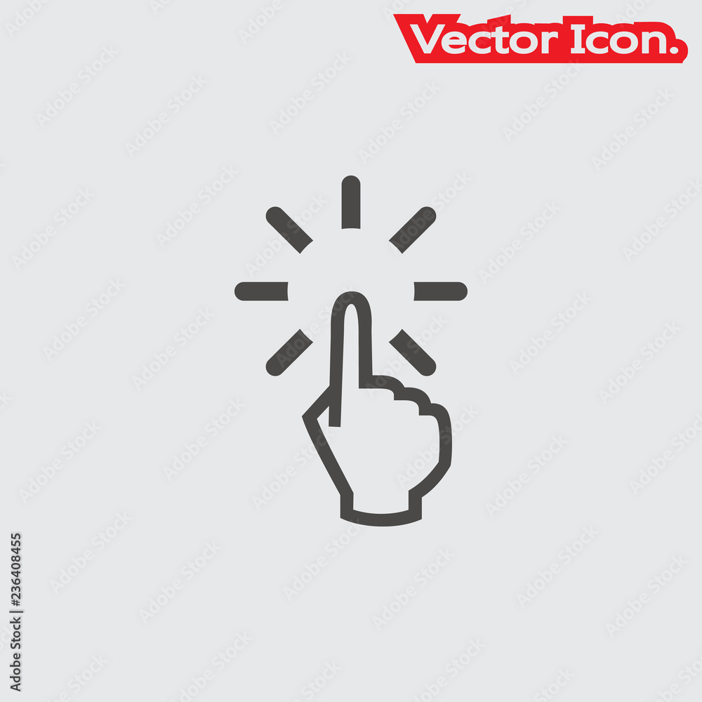 Obraz premium Click hand icon isolated sign symbol and flat style for app, web and digital design. Vector illustration.