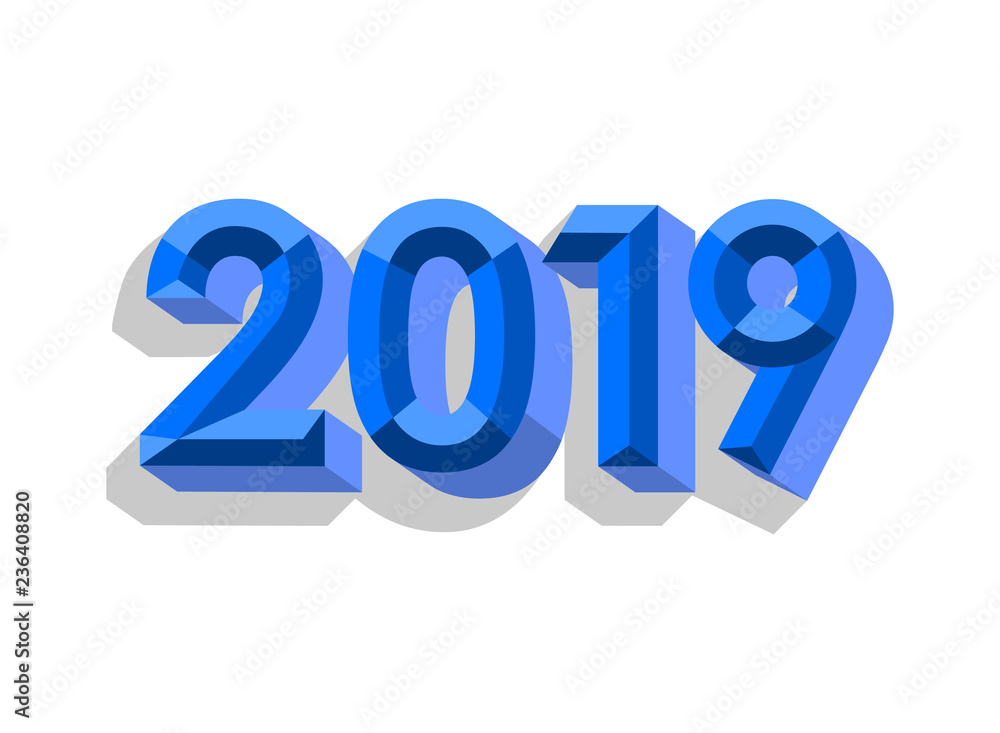 2019 numbers with 3d effect with shadow. New Year design element. Vector illustration. 2019 numbers with 3d effect with shadow. New Year design element. Vector illustration.