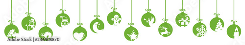 collection of hanging baubles with christmas icons