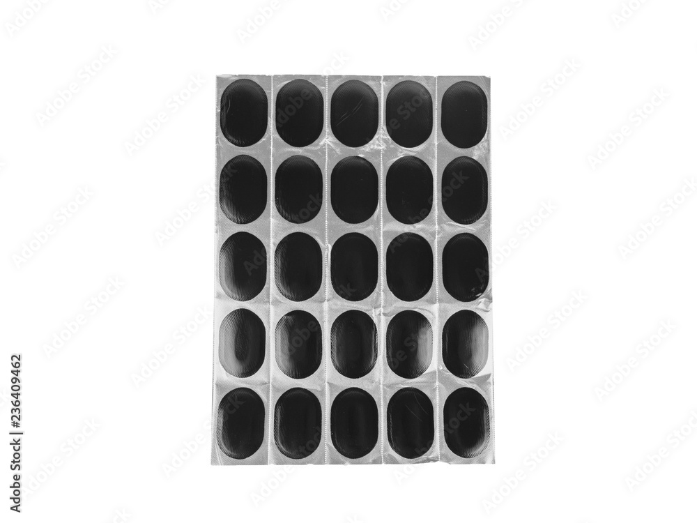 Natural rubber cold patch vulcanized, To repair the tires and protect it to leakage isolated on white background.