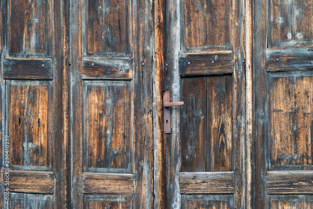 Old rustic wooden door vintage rough paint