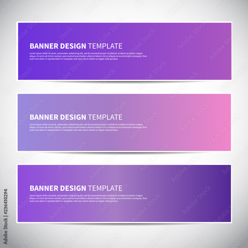 Banners or headers with trendy bright gradient colorful background.