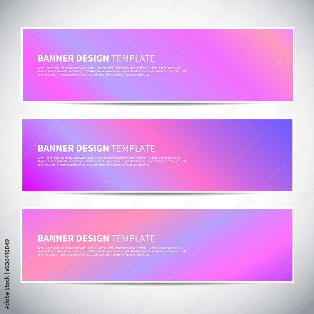 Banners or headers with holographic gradient colorful background