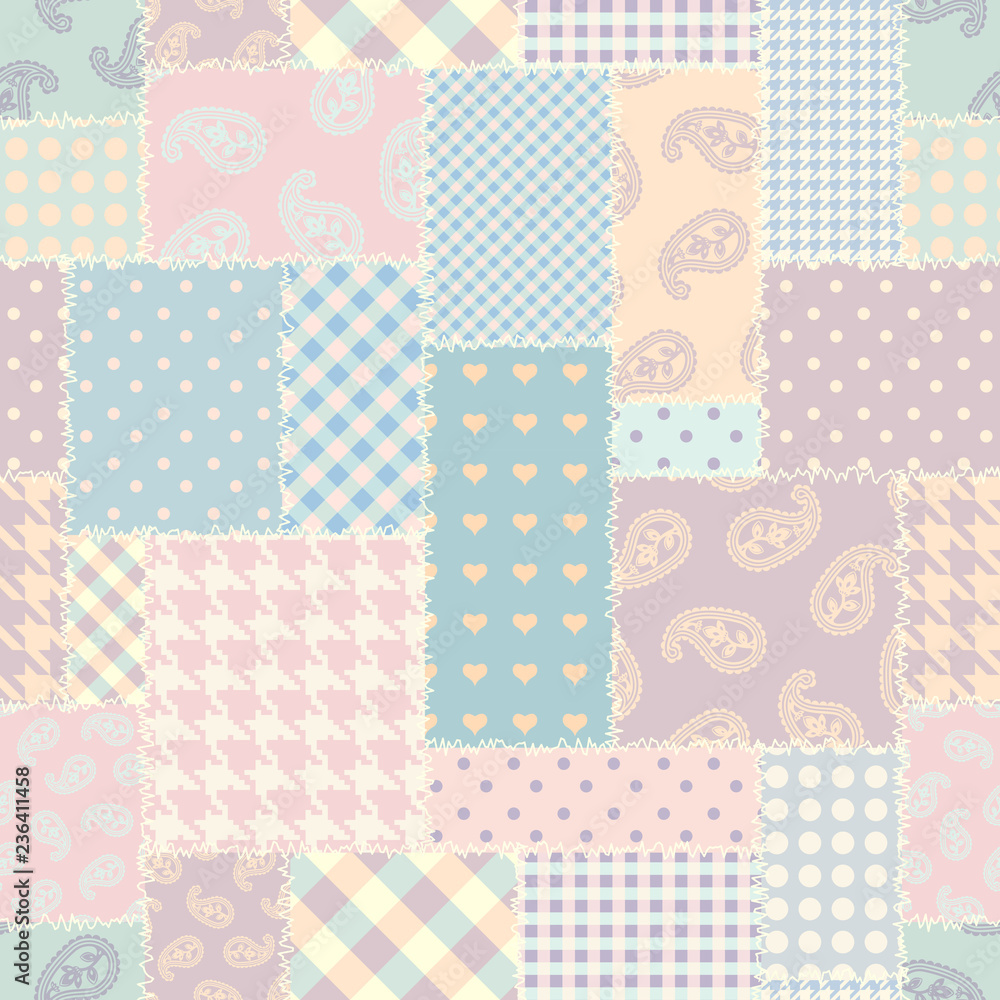 Patchwork textile pattern. Seamless quilting design background. Patchwork textile pattern. Seamless quilting design background.