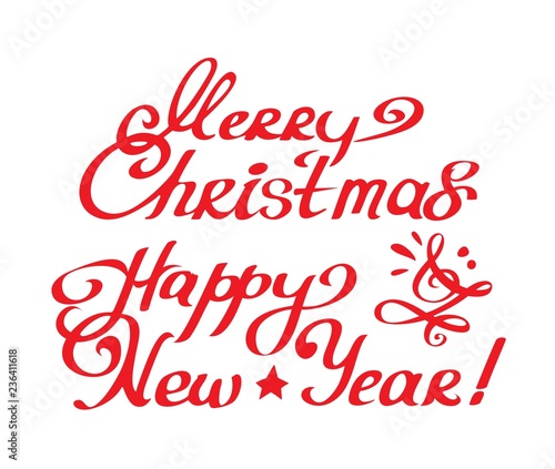 Merry Christmas and Happy New Year calligraphy