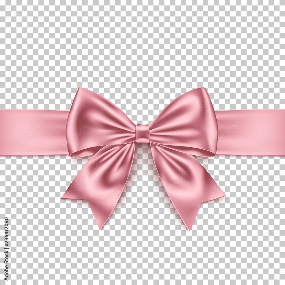 Realistic pink gift bow and ribbon isolated on transparent background. Realistic pink gift bow and ribbon isolated on transparent background.
