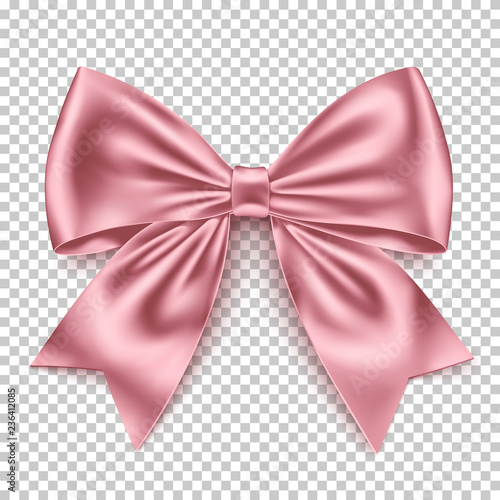 Realistic pink bow isolated on transparent background.  photo