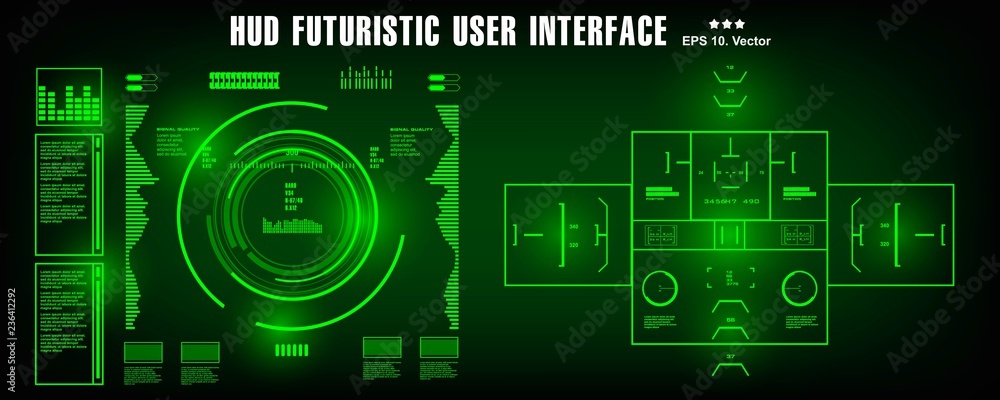 HUD futuristic green user interface, dashboard display virtual reality technology screen, target HUD futuristic green user interface, dashboard display virtual reality technology screen, target