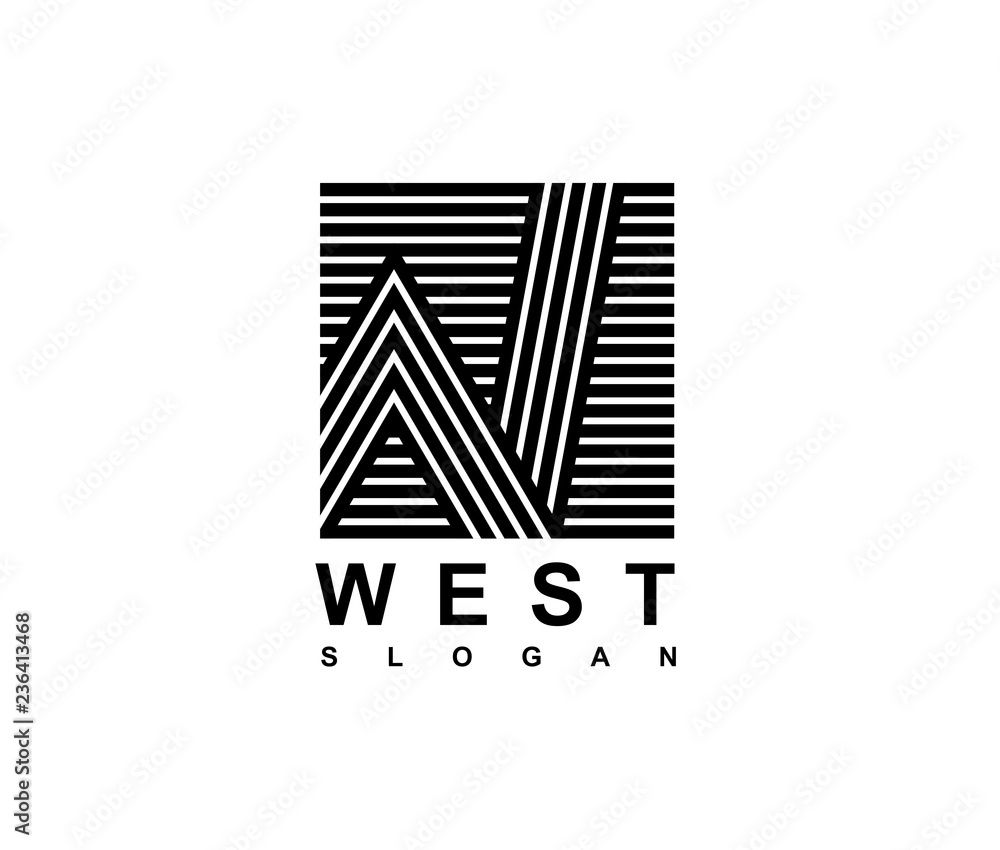 Capital letter W is inscribed in a square.. Modern template for ...