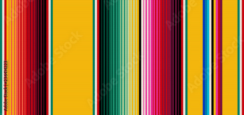 Blanket stripes seamless vector pattern. Background for Cinco de Mayo party decor or ethnic mexican fabric pattern with colorful stripes. Serape gesign
