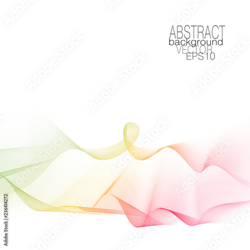Colored ripple ribbon pattern on a white background. Red, yellow, green line art design element. Abstract vector waving squiggle lines. Modern fashion template for creative concept. EPS10 illustration