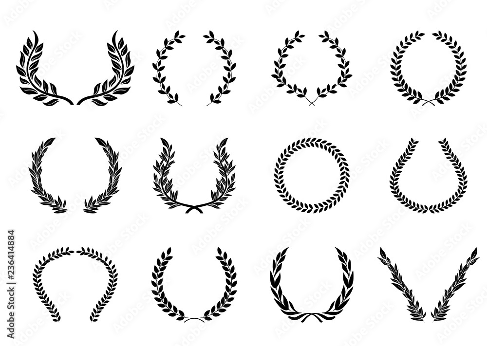 月桂樹のオーナメント ブラック ローレルリース 飾り囲み Laurel Wreath Stock Vector Adobe Stock