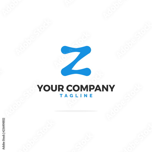Fototapeta Naklejka Na Ścianę i Meble -  Blue Vector Logo Letter Z Tech