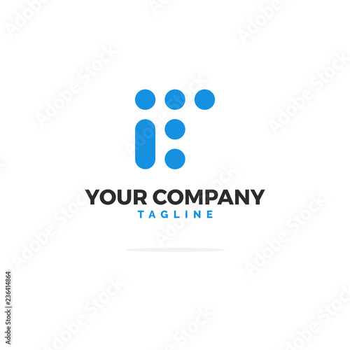 Blue Vector IT Logo Lines Dots