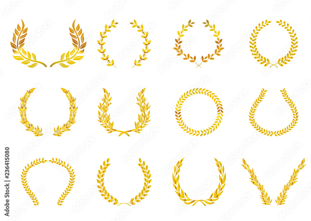月桂樹のオーナメント ゴールド ローレルリース 飾り囲み Laurel Wreath Stock Vector Adobe Stock