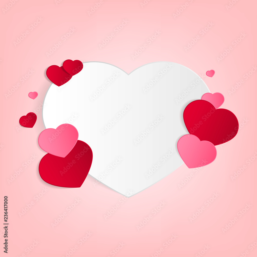 Heart vector illustration.Paper cut style. Valentine’s Day, paper hearts.
