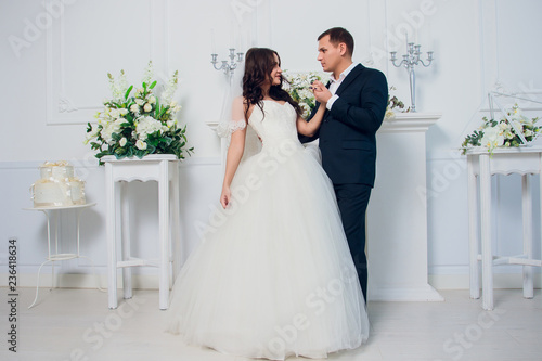 Family studio photography. Wedding photography pair. Husband and wife. photo