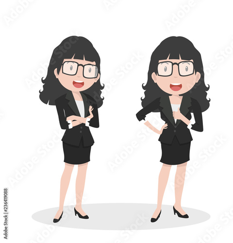 Businesswoman doing different actions vector