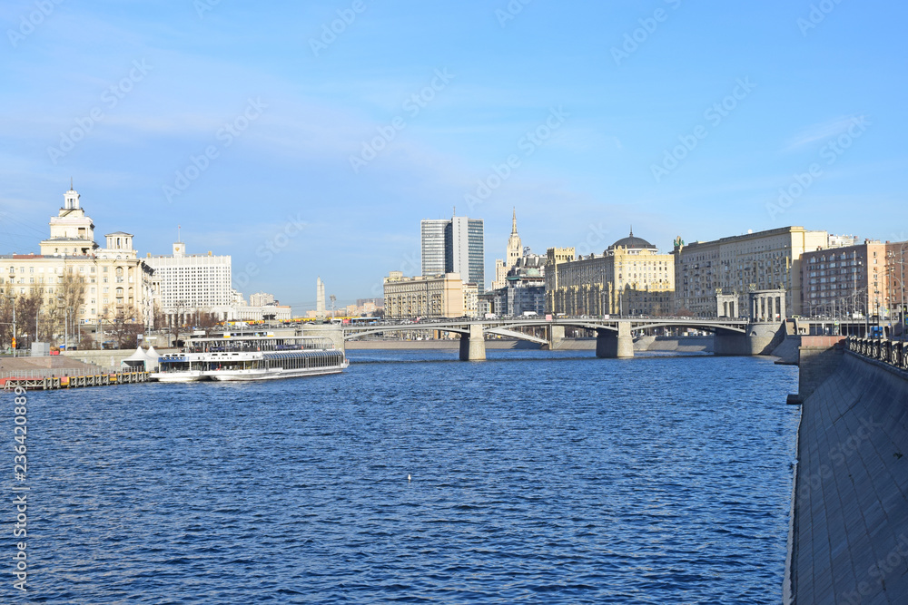 Panorama of Moscow from the bridge of Bogdan Khmelnitsky. Russia, Moscow, November 2018
