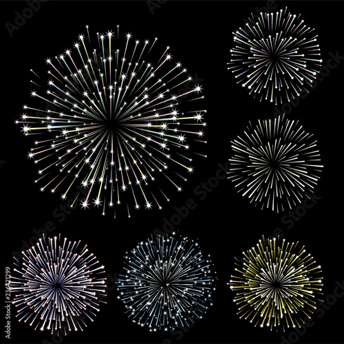 Set of fireworks, part 3, vector illustration