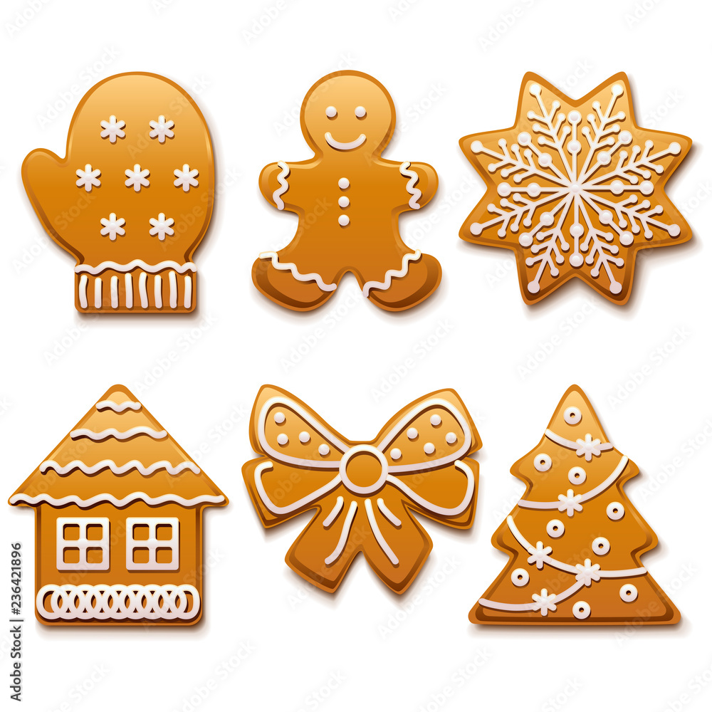 Fototapeta premium Vector Christmas Gingerbread Icons