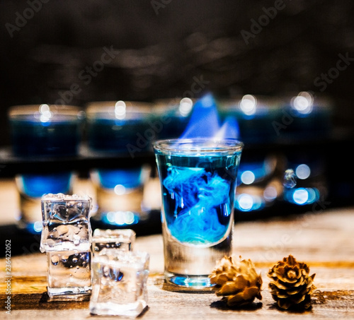 Blue lagoon mixed drink