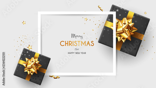 Christmas Frame with lots of Decorative Ornaments. Christmas template for banner, ticket, leaflet, card, invitation, poster and so on.
