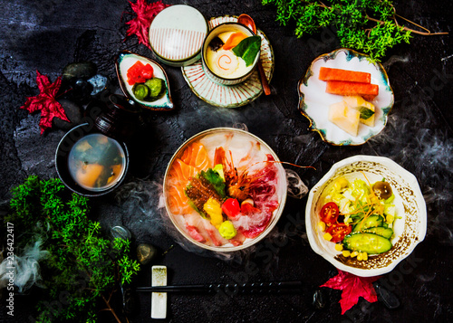 Japanese sashimi cuisine and side dish