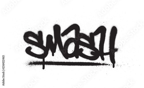 graffiti smash word sprayed in black over white
