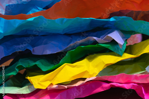 multi-colored crumpled sheets of paper
