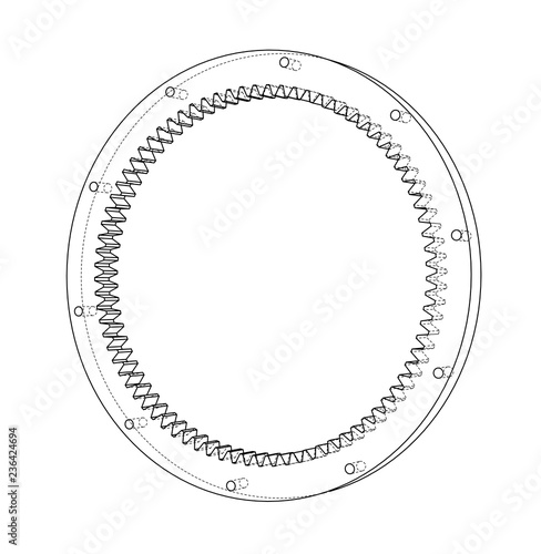 3D gear wheel. Vector rendering of 3d