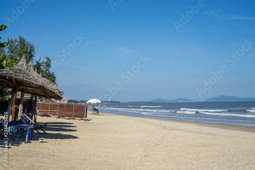 Beachfront Bar View in Vung Tau, Vietnam with Blue Sky