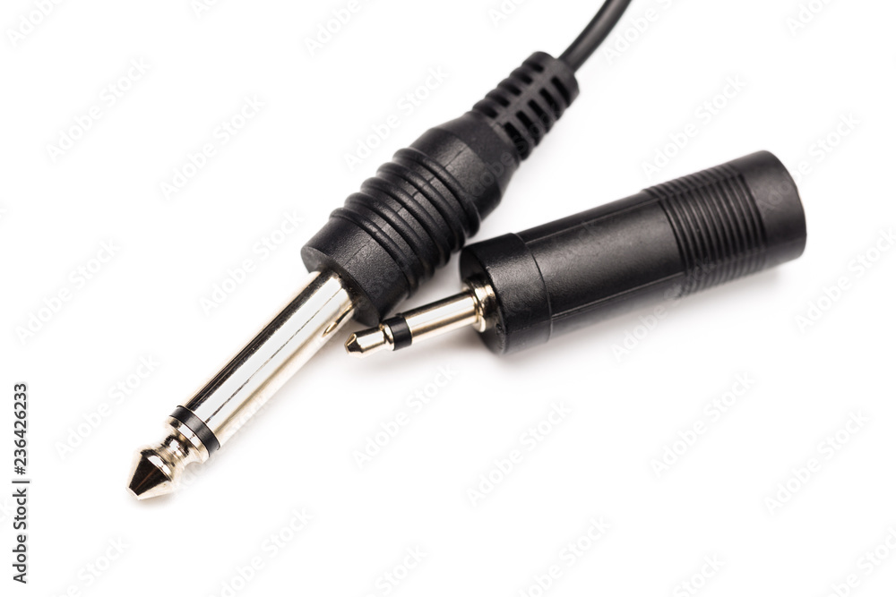 audio stereo synhro mini jack plug isolated over white background audio stereo synhro mini jack plug isolated over white background