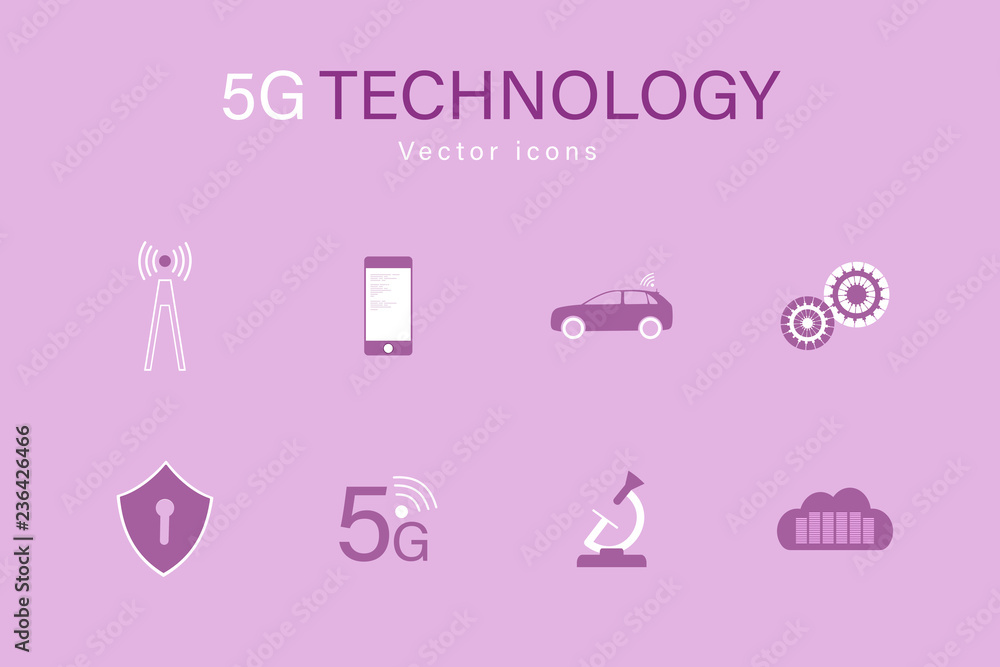 Business and finance. Vector icons for 5G network, data analysis or cloud technology. Business and finance. Vector icons for 5G network, data analysis or cloud technology.