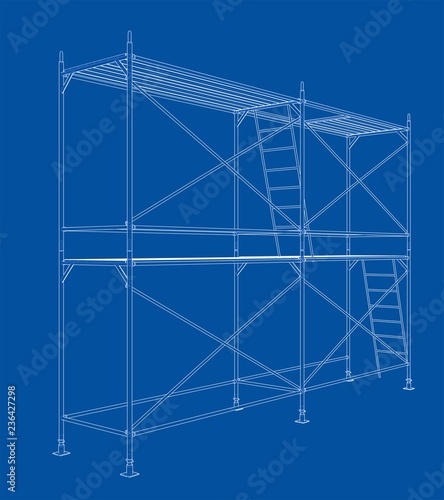 3D outline scaffold. Vector rendering of 3d