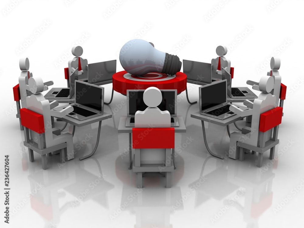 3d illustration Business Network with idea concept 3d illustration Business Network with idea concept