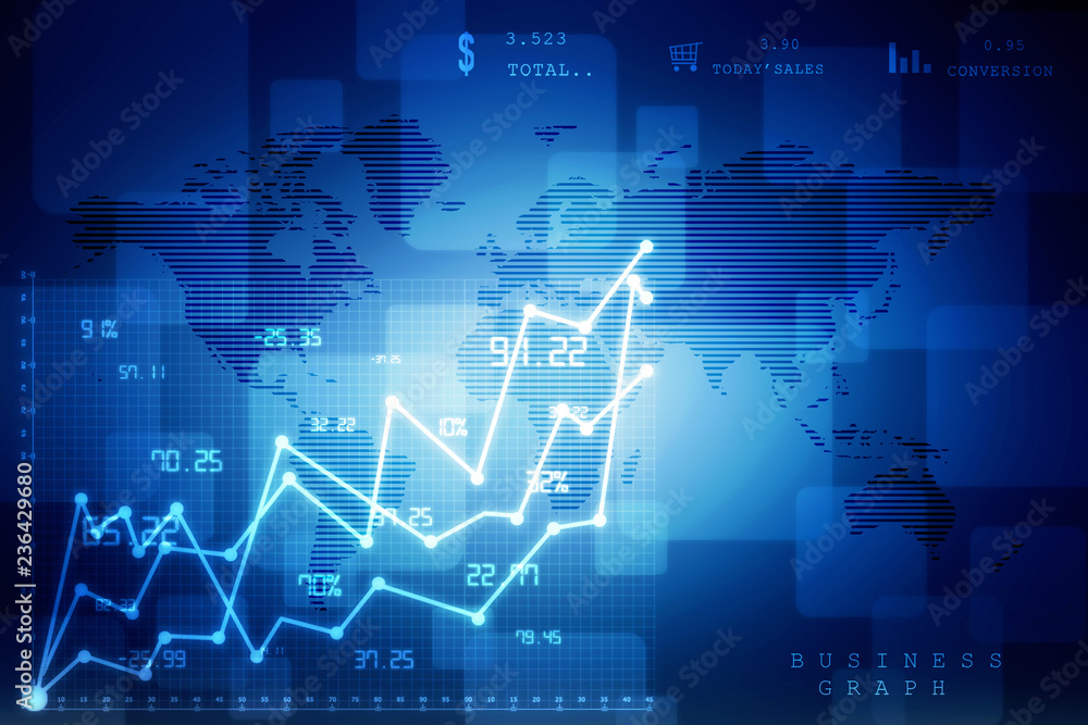 2d rendering Stock market online business concept. business Graph 2d rendering Stock market online business concept. business Graph