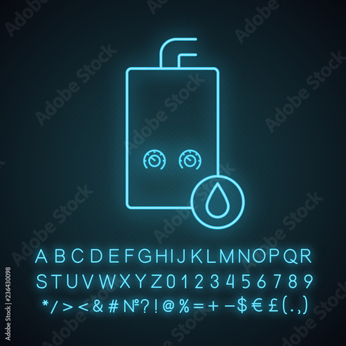 Gas water heater neon light icon
