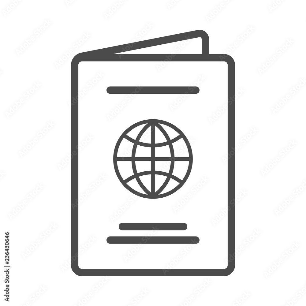 International passport linear icon. Thin line illustration. Identity document. Contour symbol. Vector isolated drawing. International passport linear icon. Thin line illustration. Identity document. Contour symbol. Vector isolated drawing.