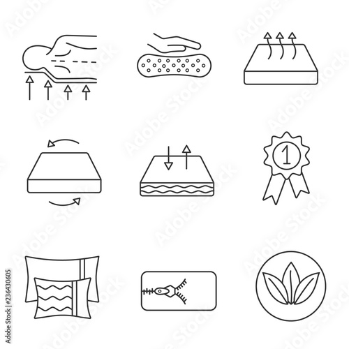 Mattress linear icons set