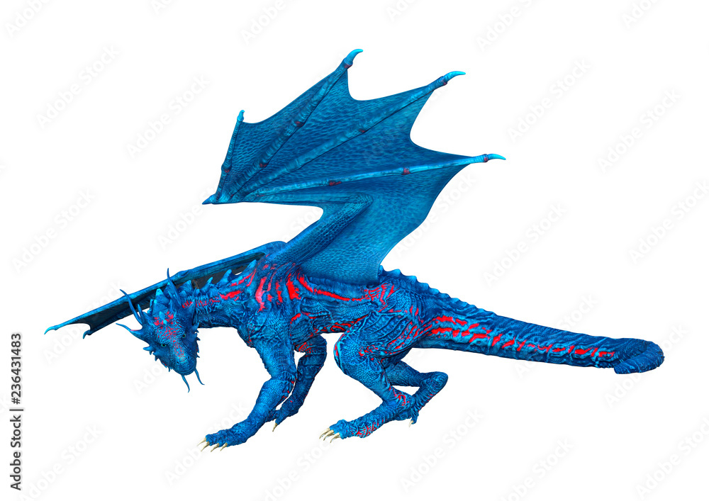 Fototapeta premium 3D Rendering Fairy Tale Dragon on White
