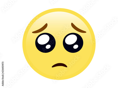 Isolated yellow face pleading begging eyes icon