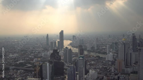 Aerial view of Chao Phraya river Bangkok, Thailand .Time lapse photo